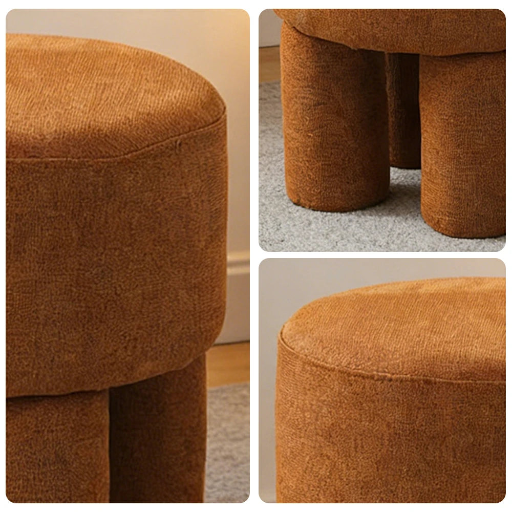 LIVARA Ottoman Stool High-Resilience Comfort Cotton Linen Upholstery Compact Modern Design for Versatile Use - Coffee