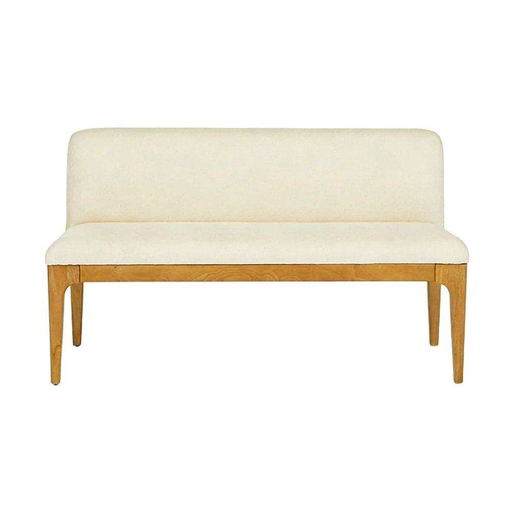 LIVARA Solid Wood Upholstered Bench - 120/140cm Entryway & Dining Bench with Padded Seat, High-Density Foam & Sturdy Legs - Cream