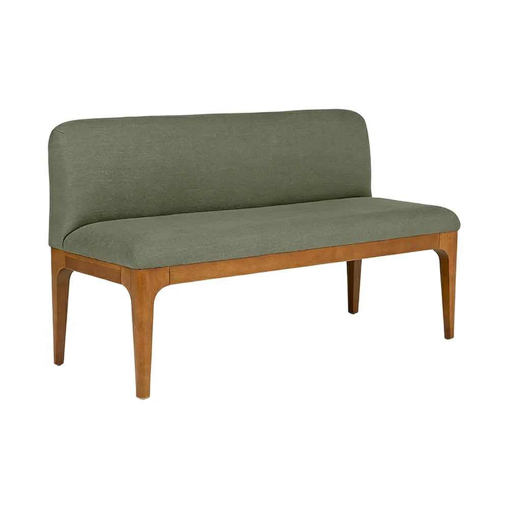 LIVARA Solid Wood Upholstered Bench - 120/140cm Entryway & Dining Bench with Padded Seat, High-Density Foam & Sturdy Legs - Green
