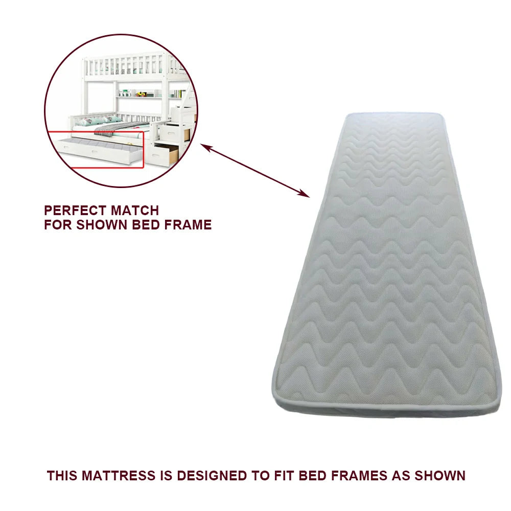 LIVARA Trundle Bed Mattress for SF01 & CF02 - Multi-Layer Coconut Fibre & Latex, Breathable Fabric, Lightweight Support - White