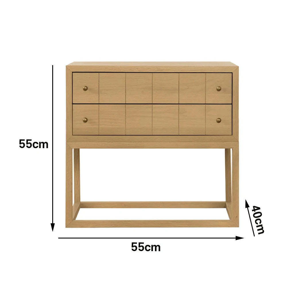 LIVARA Bedside Table - Oak Veneer Finish, Solid Oak Legs, 40cm Nightstand for Bedroom Storage - Oak