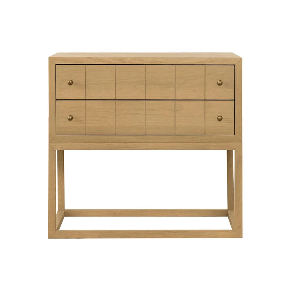 LIVARA Bedside Table - Oak Veneer Finish, Solid Oak Legs, 40cm Nightstand for Bedroom Storage - Oak