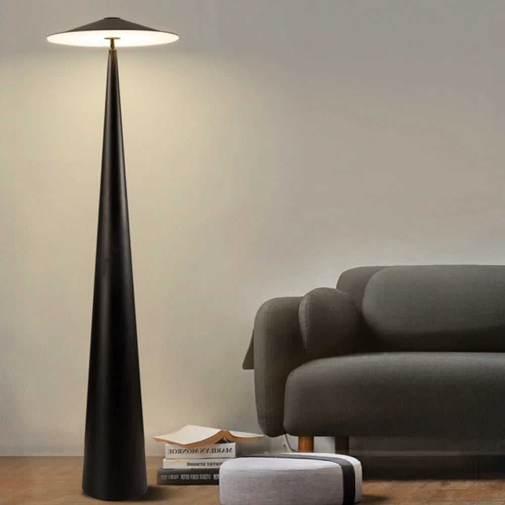 LIVARA Floor Lamp 3-Colour Lighting Iron & Aluminium Body Rotatable Head Floating Disc Design