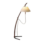 LIVARA Floor Lamp Soft Ambient Lighting Linen Shade Metal & Ash Wood Base Sculptural Tree-Inspired Design - Walnut