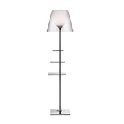 LIVARA Floor Lamp 2-in-1 Lighting & Storage Acrylic Shade Iron Frame Rotatable Multi-Tier Trays - White
