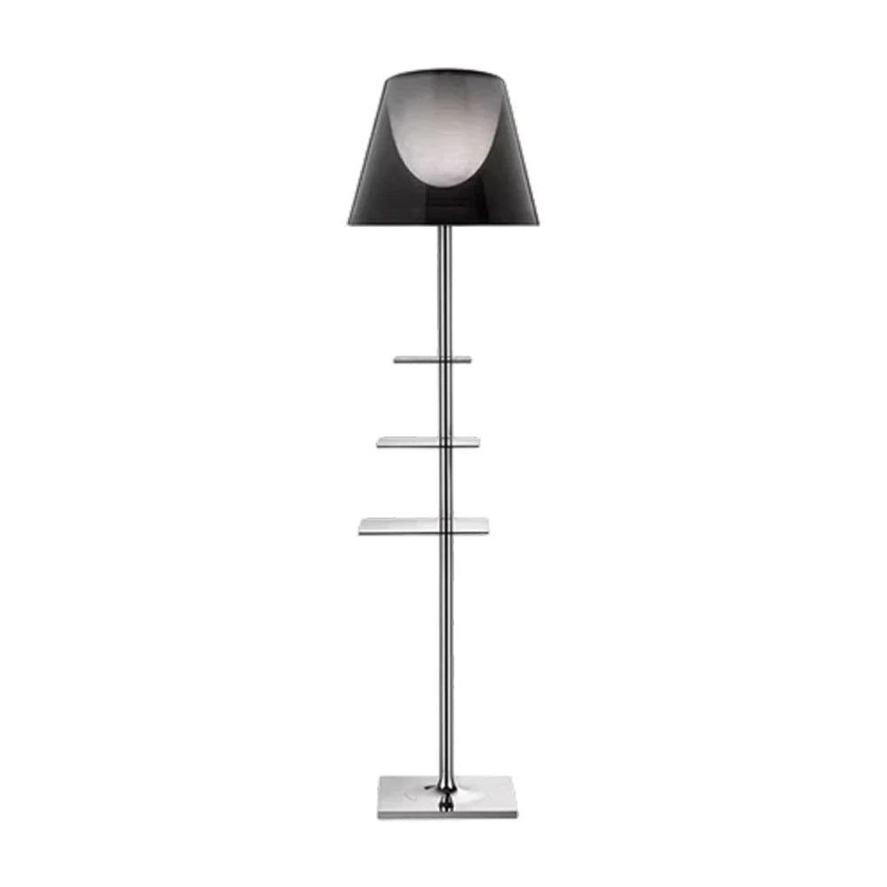 LIVARA Floor Lamp 2-in-1 Lighting & Storage Acrylic Shade Iron Frame Rotatable Multi-Tier Trays - Grey