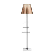 LIVARA Floor Lamp 2-in-1 Lighting & Storage Acrylic Shade Iron Frame Rotatable Multi-Tier Trays - Brown