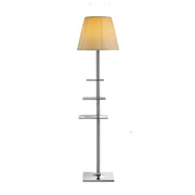 LIVARA Floor Lamp 2-in-1 Lighting & Storage Acrylic Shade Iron Frame Rotatable Multi-Tier Trays - Beige