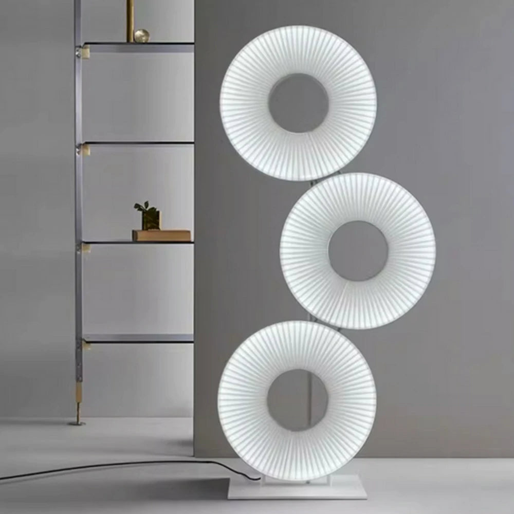 LIVARA Floor Lamp All-Around Ambient Lighting Metal Frame Weighted Base Modern Ring Design
