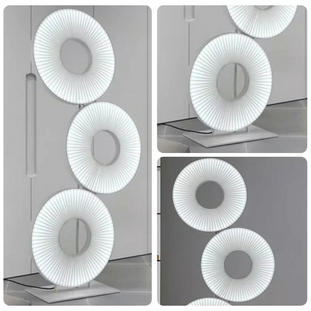 LIVARA Floor Lamp All-Around Ambient Lighting Metal Frame Weighted Base Modern Ring Design