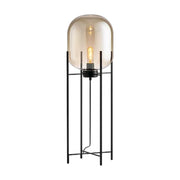 LIVARA Floor Lamp Warm Ambient Lighting Semi-Transparent Glass Shade Metal Frame Four-Post Design - Brown