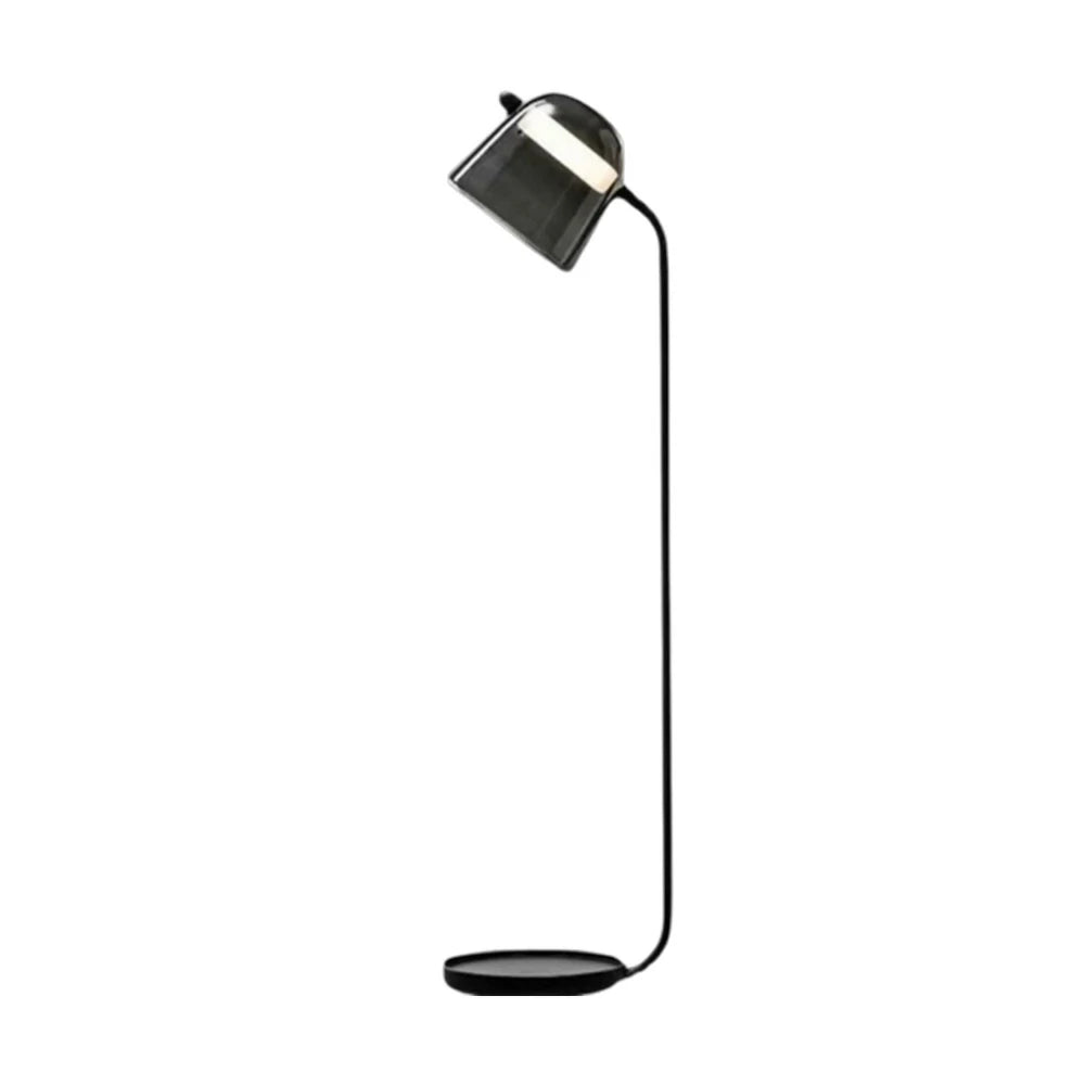 LIVARA Floor Lamp Adjustable Reading Light Metal Frame Curved Pole Design Stable Round Base - Grey