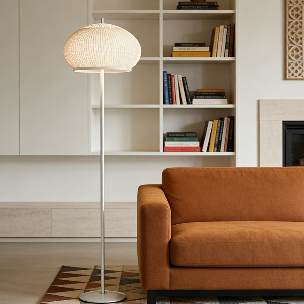 LIVARA Floor Lamp 50W Soft Ambient Lighting Fabric Shade Carbon Steel Frame LED Energy-Efficient