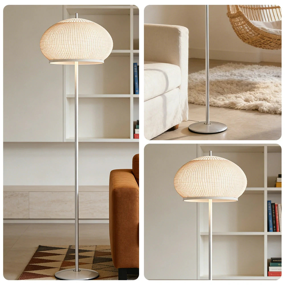 LIVARA Floor Lamp 50W Soft Ambient Lighting Fabric Shade Carbon Steel Frame LED Energy-Efficient
