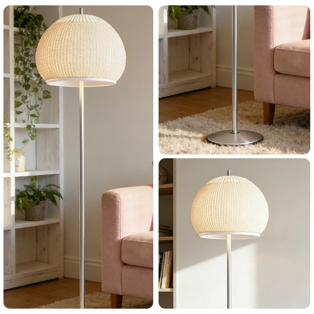LIVARA Floor Lamp 60W Soft Ambient Lighting Fabric Shade Carbon Steel Frame LED Energy-Efficient