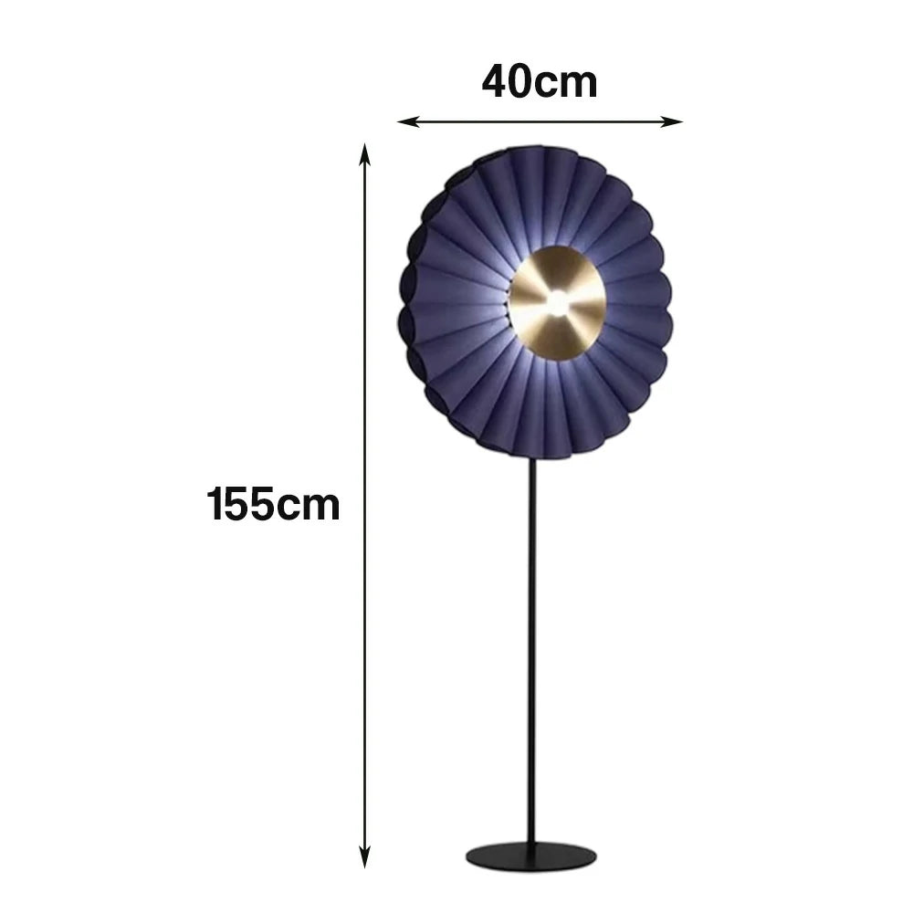 LIVARA Floor Lamp Scandinavian Design Soft Lighting Metal Frame Handcrafted Fabric Shade - Blue