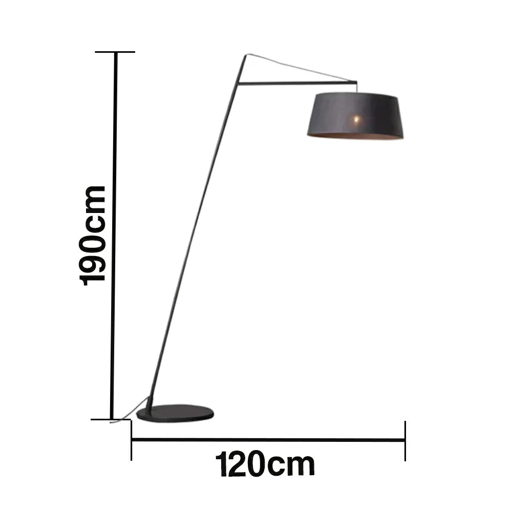 LIVARA Floor Lamp Soft Ambient Lighting Fabric Shade Black Metal Frame Stable Base Multi-Scene Use