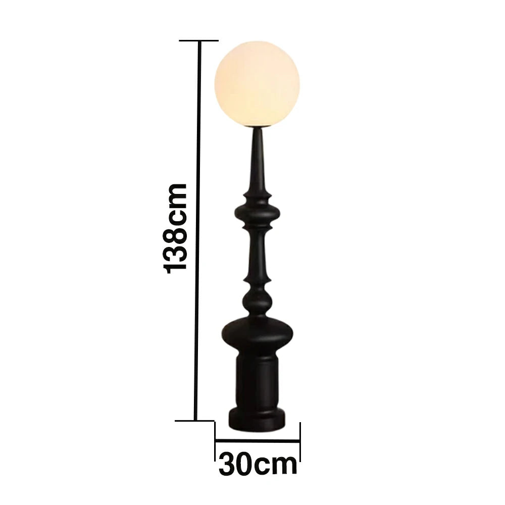 LIVARA Floor Lamp Soft Ambient Lighting Acrylic Shade Resin & Acrylic Body Matte Black Roman Column Design