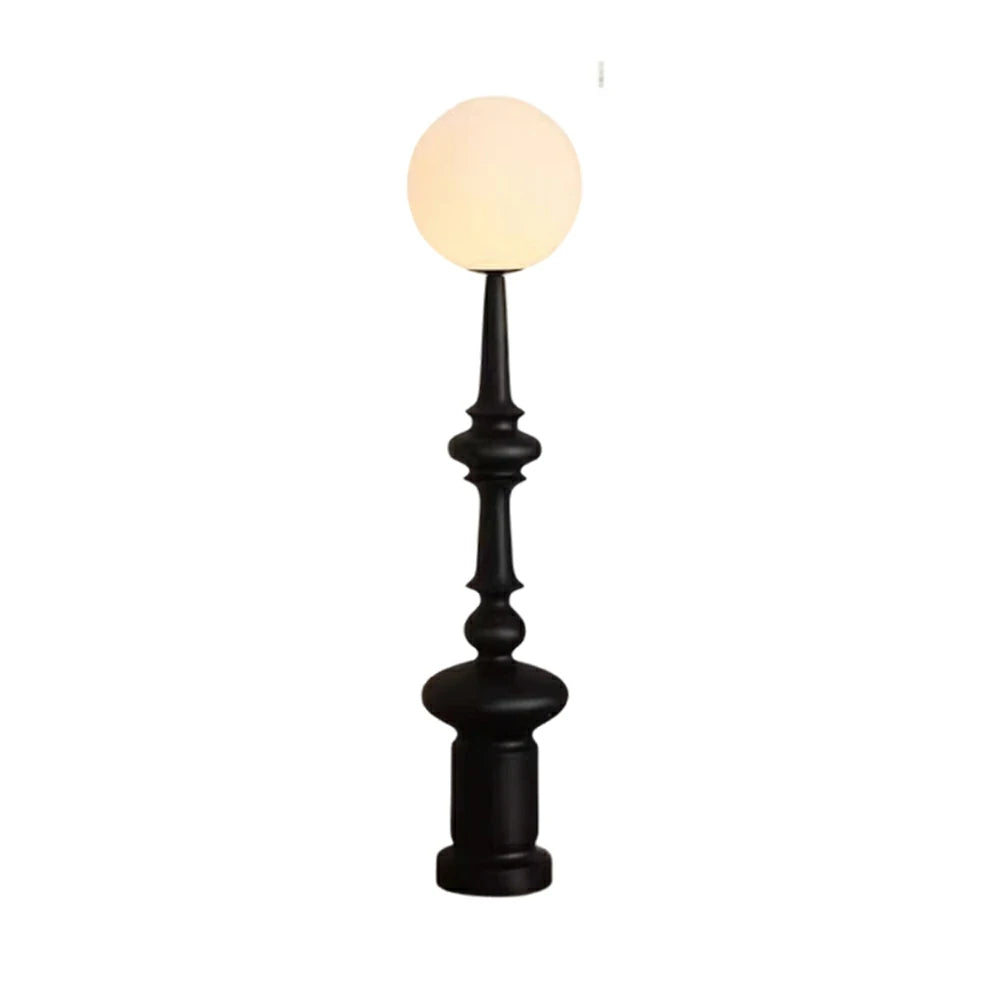 LIVARA Floor Lamp Soft Ambient Lighting Acrylic Shade Resin & Acrylic Body Matte Black Roman Column Design