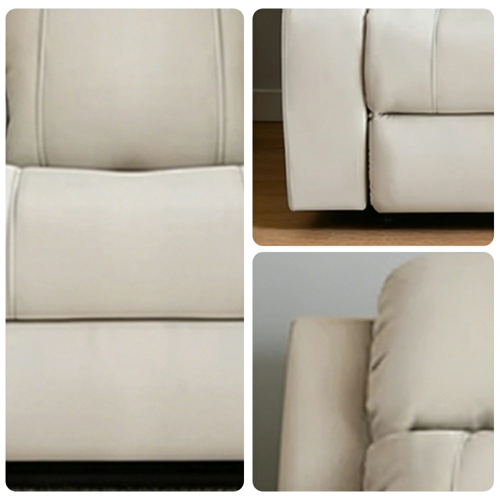 LIVARA Electric Recliner Armchair Wide-Angle Adjustment Premium Imported Leather 7D Fibre Comfort Support - Beige