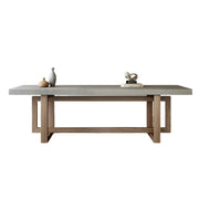 LIVARA Dining Table Modern Concrete Top Wooden Legs Easy-to-Maintain Design - Grey