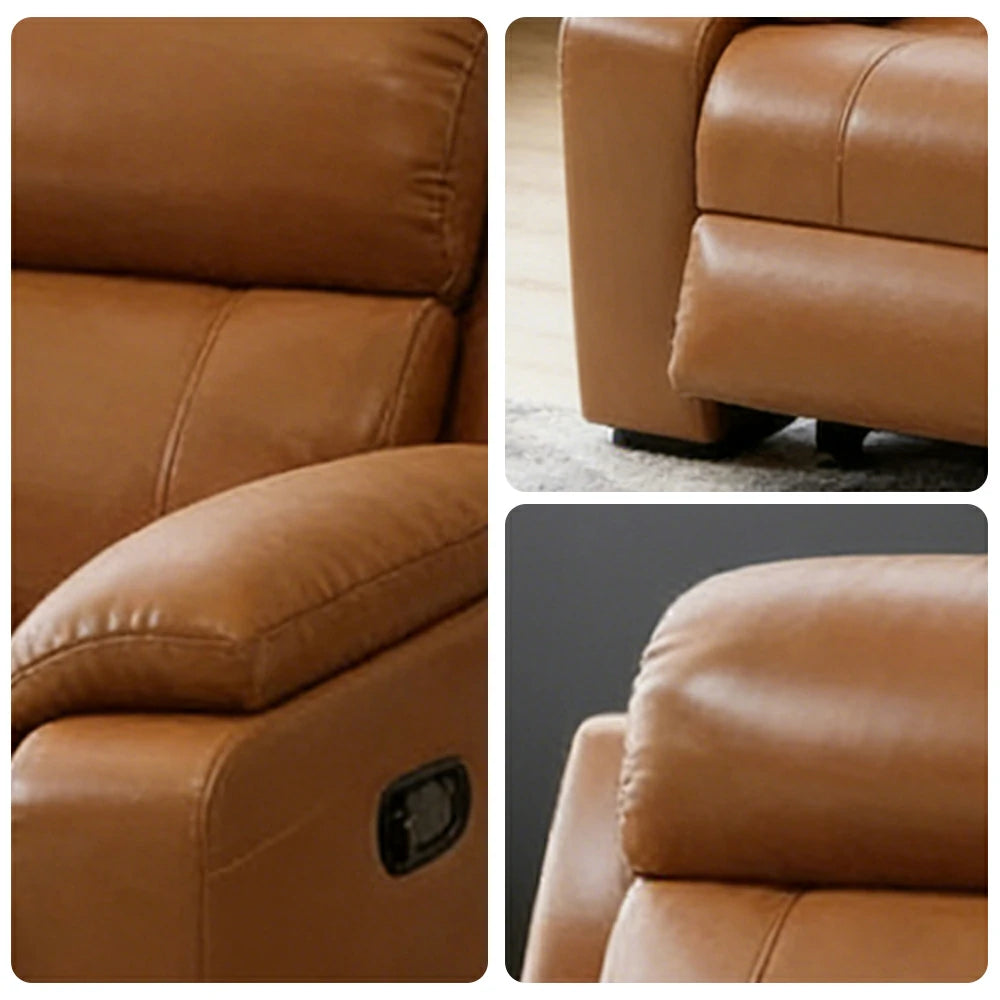 LIVARA Electric Recliner Armchair Wide-Angle Adjustment Premium Imported Leather 7D Fibre Comfort Support - Brown