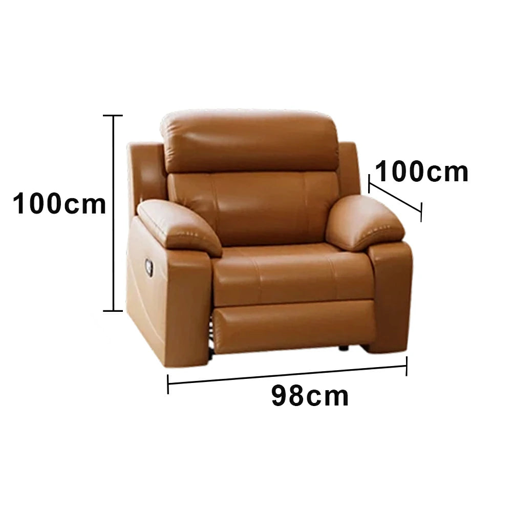 LIVARA Electric Recliner Armchair Wide-Angle Adjustment Premium Imported Leather 7D Fibre Comfort Support - Brown