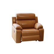 LIVARA Electric Recliner Armchair Wide-Angle Adjustment Premium Imported Leather 7D Fibre Comfort Support - Brown