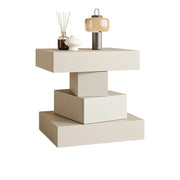 LIVARA Bedside Table - Four Drawer Storage, Leather Upholstery, 50cm Nightstand for Bedroom - White