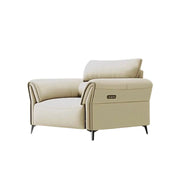 LIVARA Electric Recliner Sofa 106cm Single Seat Wide-Angle Adjustment Top-Grain Leather Ergonomic Comfort Design - Beige