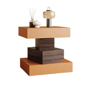 LIVARA Bedside Table - Four Drawer Storage, Leather Upholstery, 50cm Nightstand for Bedroom - Orange & Walnut
