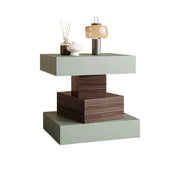 LIVARA Bedside Table - Four Drawer Storage, Leather Upholstery, 50cm Nightstand for Bedroom - Avocado Green & Walnut