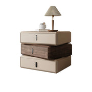 LIVARA Bedside Table - Solid Wood Storage Nightstand for Bedroom - Khaki & Walnut