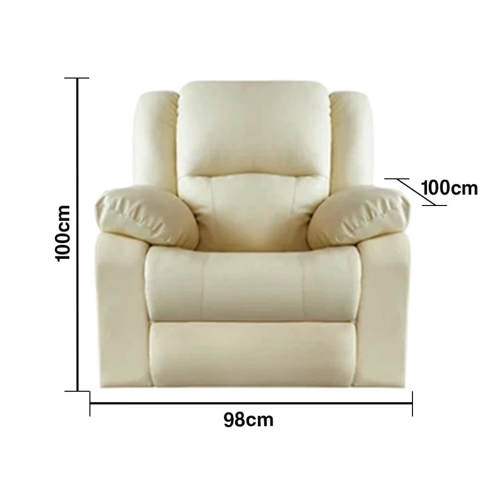 LIVARA 98cm Electric Recliner Sofa Single Seat Power Extend Top-Grain Leather Comfort Design - Beige
