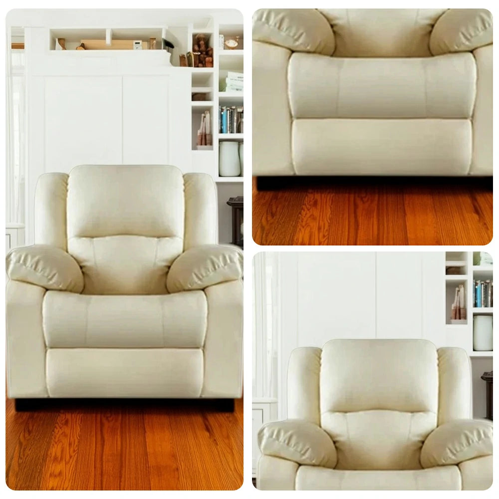 LIVARA 98cm Electric Recliner Sofa Single Seat Power Extend Top-Grain Leather Comfort Design - Beige