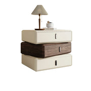 LIVARA Bedside Table - Solid Wood Storage Nightstand for Bedroom - Ivory & Walnut
