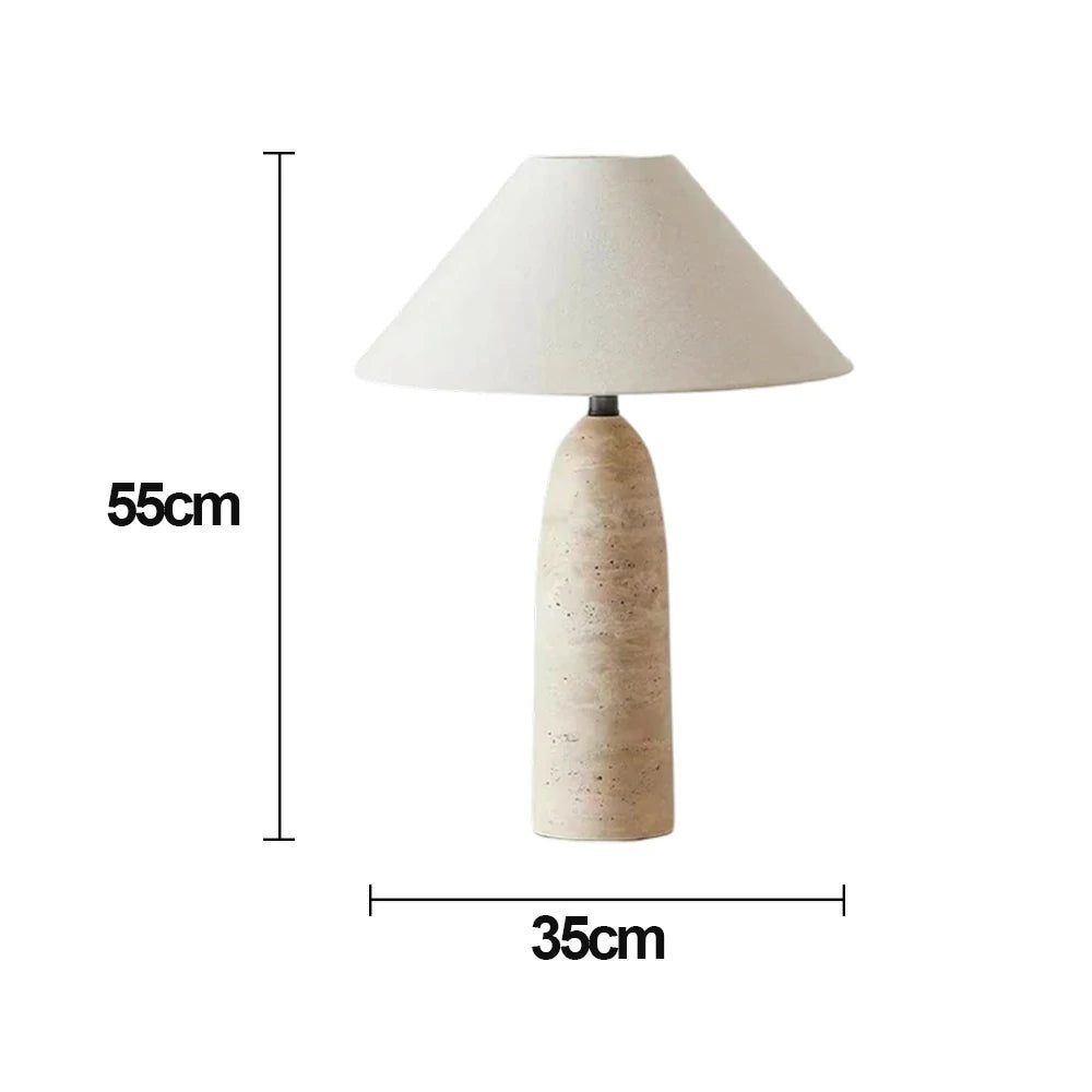 LIVARA Table Lamp Cone-Shaped Shade Natural Limestone Base Soft Lighting & Sculptural Design