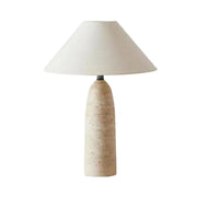 LIVARA Table Lamp Cone-Shaped Shade Natural Limestone Base Soft Lighting & Sculptural Design