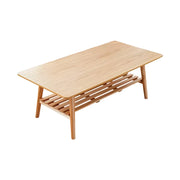 LIVARA Japanese Minimalist Foldable Coffee Table - Solid Wood Legs with Open Storage Shelf, Space-Saving Rectangle Living Room Table - White Oak