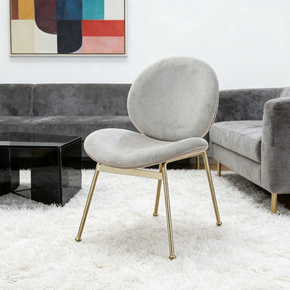 LIVARA Chair Curved Backrest High-Resilience Foam Stainless Steel Frame Stable and Durable Design - White