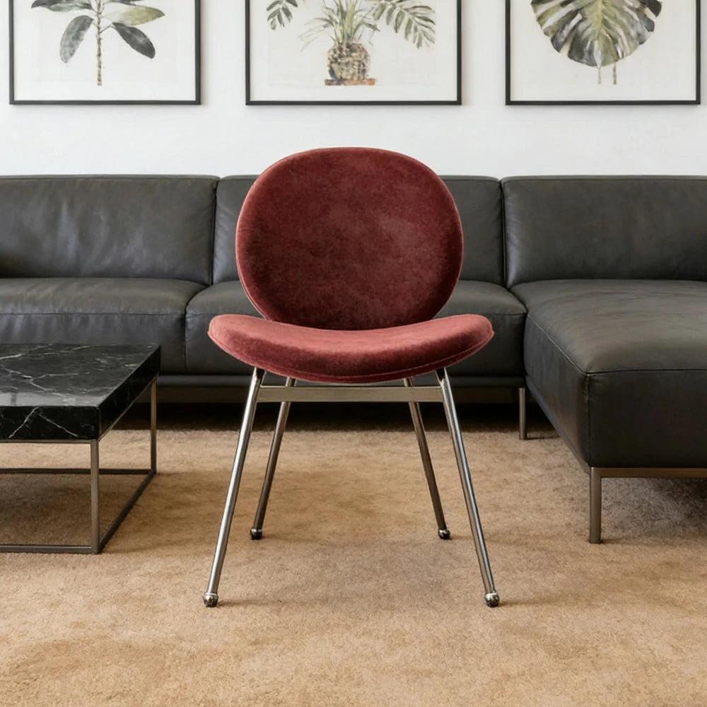 LIVARA Chair Curved Backrest High-Resilience Foam Stainless Steel Frame Stable and Durable Design - Red