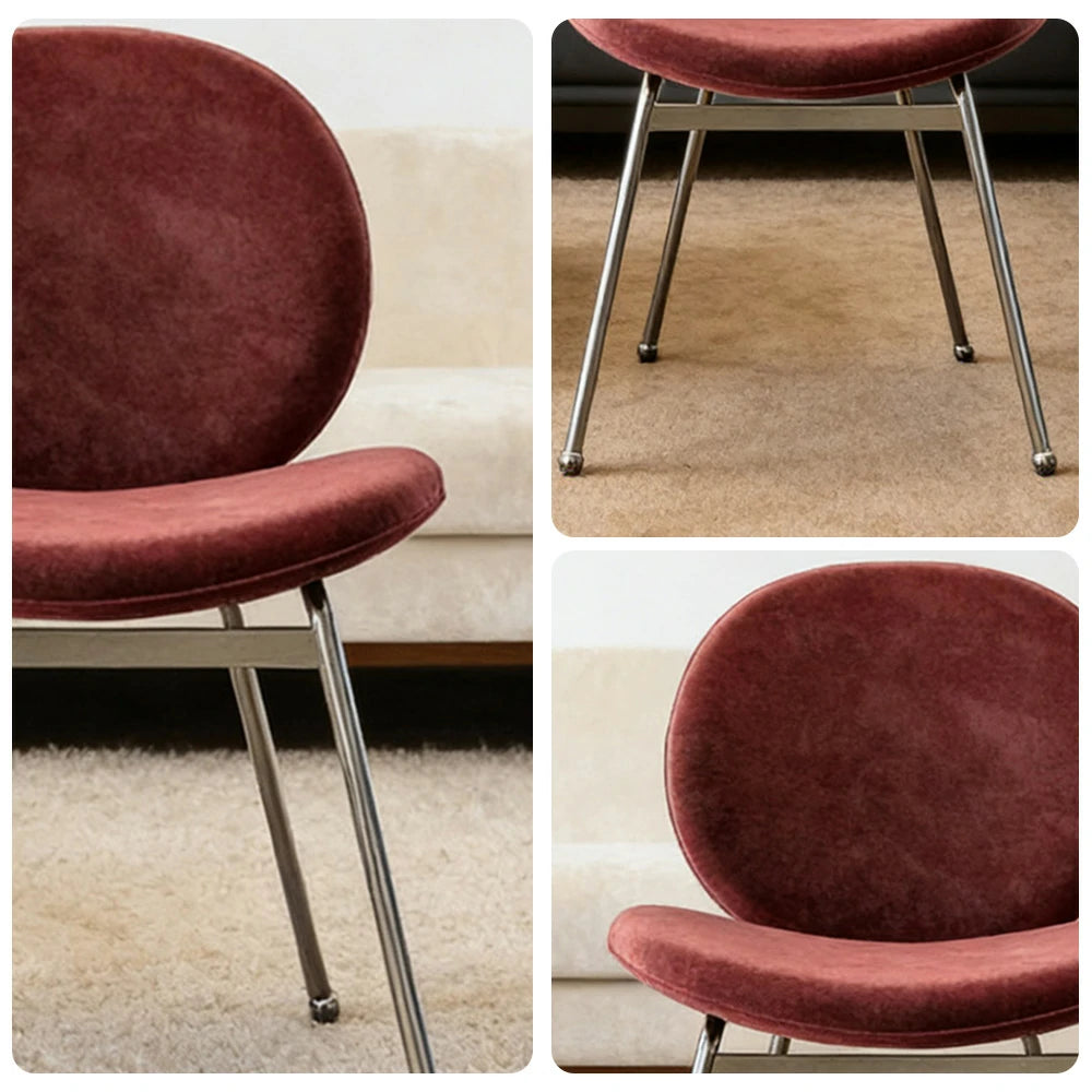 LIVARA Chair Curved Backrest High-Resilience Foam Stainless Steel Frame Stable and Durable Design - Red