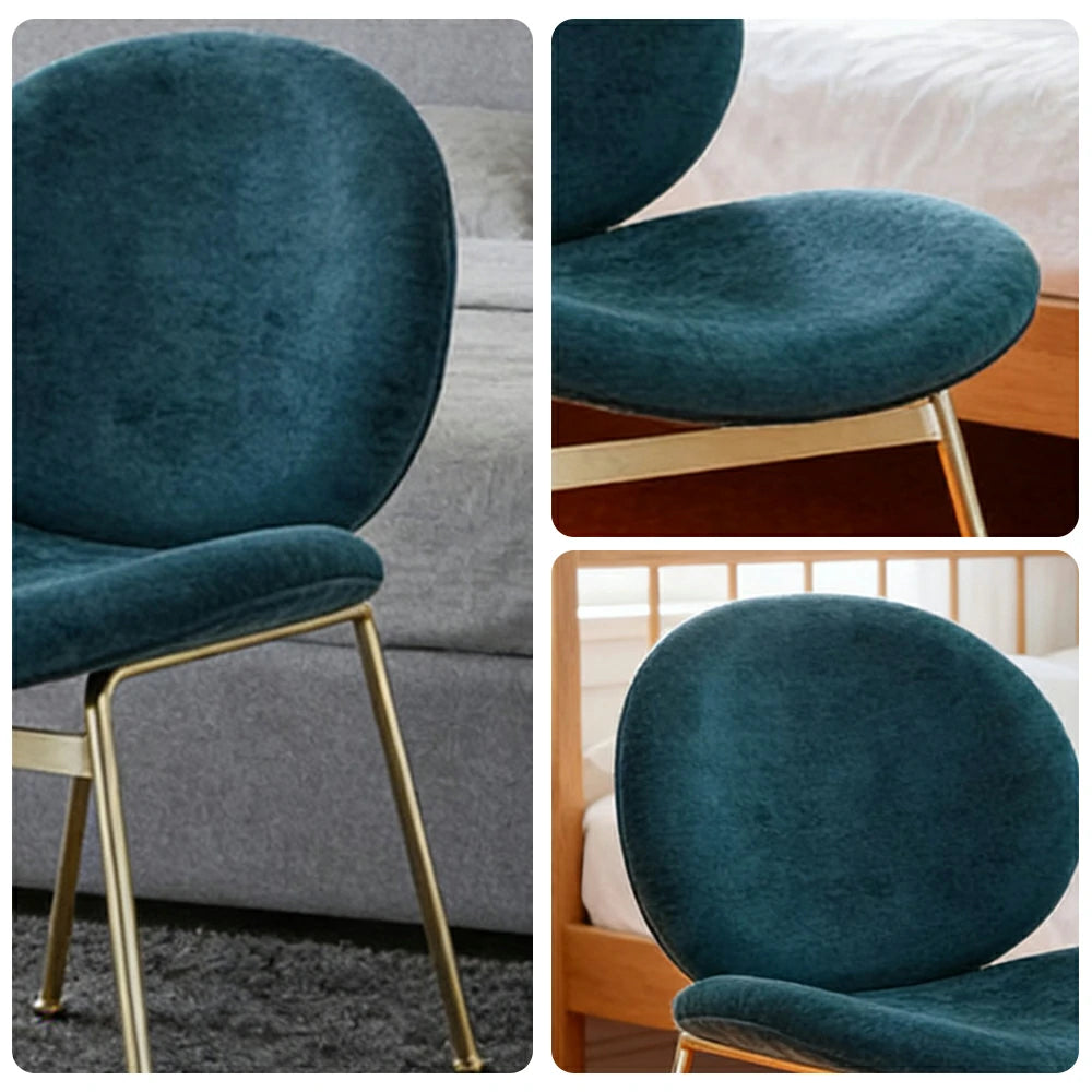 LIVARA Chair Curved Backrest High-Resilience Foam Stainless Steel Frame Stable and Durable Design - Blue