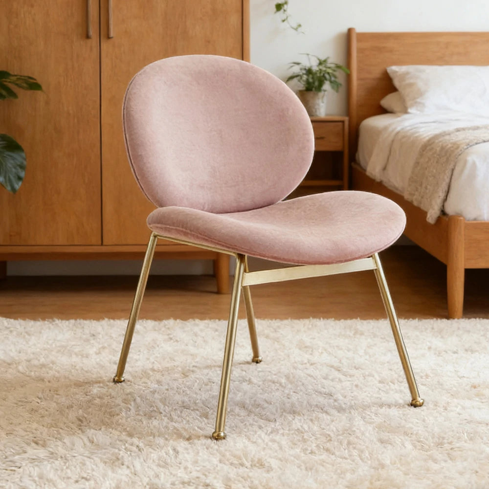 LIVARA Chair Curved Backrest High-Resilience Foam Stainless Steel Frame Stable and Durable Design - Pink