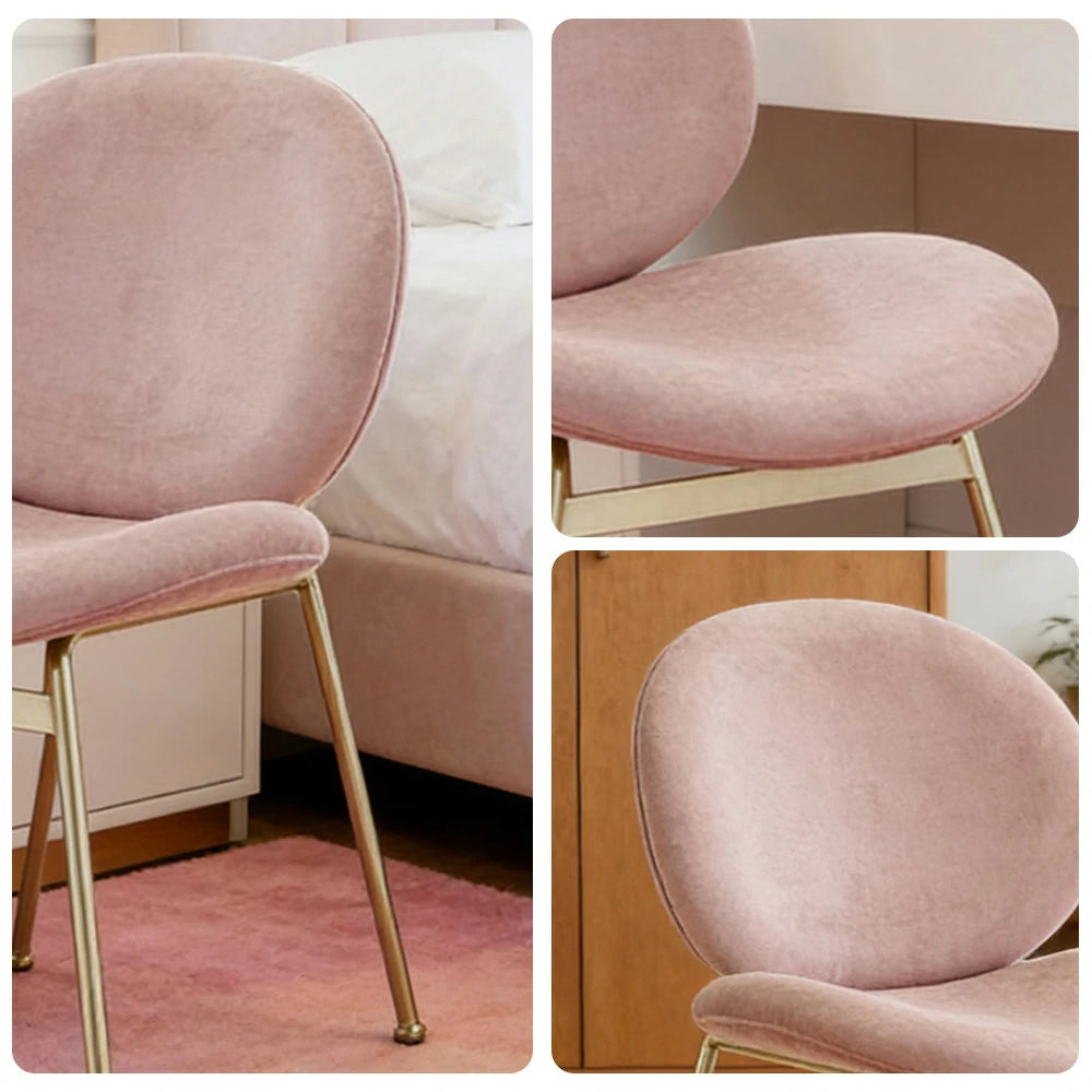 LIVARA Chair Curved Backrest High-Resilience Foam Stainless Steel Frame Stable and Durable Design - Pink