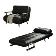 LIVARA 94/114cm Sofa Bed, 2-in-1 Design, High-Density Foam, Cat-Scratch Leather, Adjustable Angles, Durable & Waterproof - Black