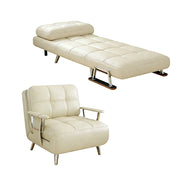 LIVARA 94/114cm Sofa Bed, 2-in-1 Design, High-Density Foam, Cat-Scratch Leather, Adjustable Angles, Durable & Waterproof - Beige
