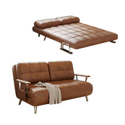 LIVARA 134/164cm Sofa Bed, 2-in-1 Design, High-Density Foam, Cat-Scratch Leather, Adjustable Angles, Durable & Waterproof - Brown