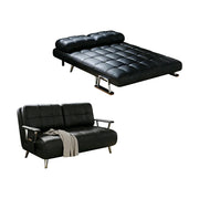 LIVARA 134/164cm Sofa Bed, 2-in-1 Design, High-Density Foam, Cat-Scratch Leather, Adjustable Angles, Durable & Waterproof - Black