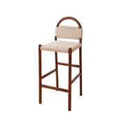 LIVARA 85/105cm Dining Chair Ergonomic Support Solid Wood Frame Handwoven Kraft Rope Seat Breathable Cross-Weave Design - Walnut